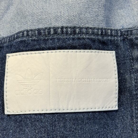Adidas X KSENIASCHNAIDER Patchwork Wide Leg Denim High Rise Blue Jeans Size L - Picture 5 of 16